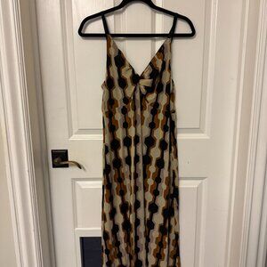 Cabi Sleeveless Reversible Dress, Brown Pattern, Midi length, Small